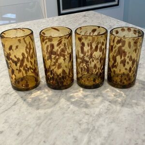Set of 4 Handblown Tortoise Glasses